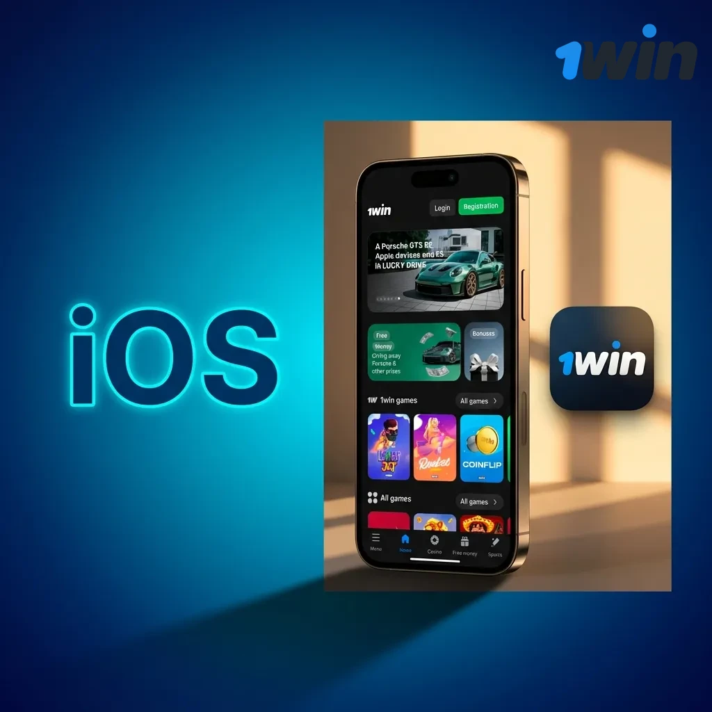 1Win mobile app interface displayed on an Apple iPhone.