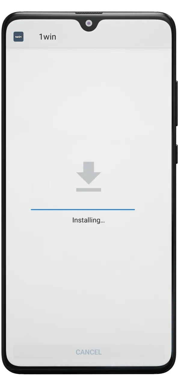 Complete the installation of the 1win application.
