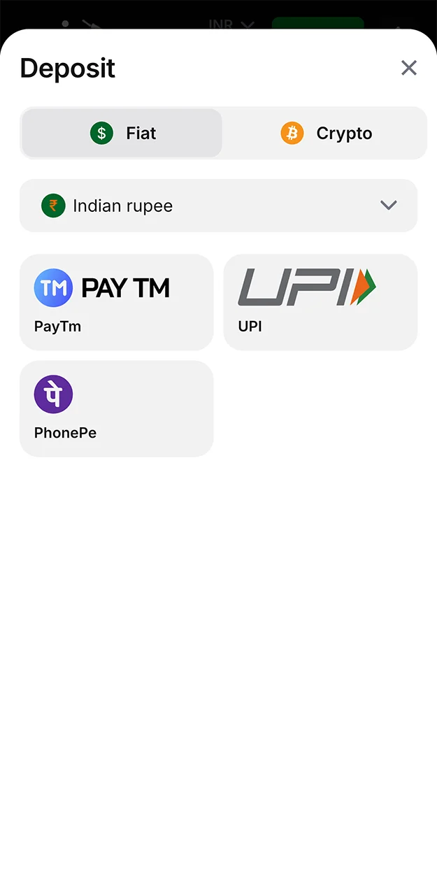 Choose your preferred method of depositing funds on the 1win website.